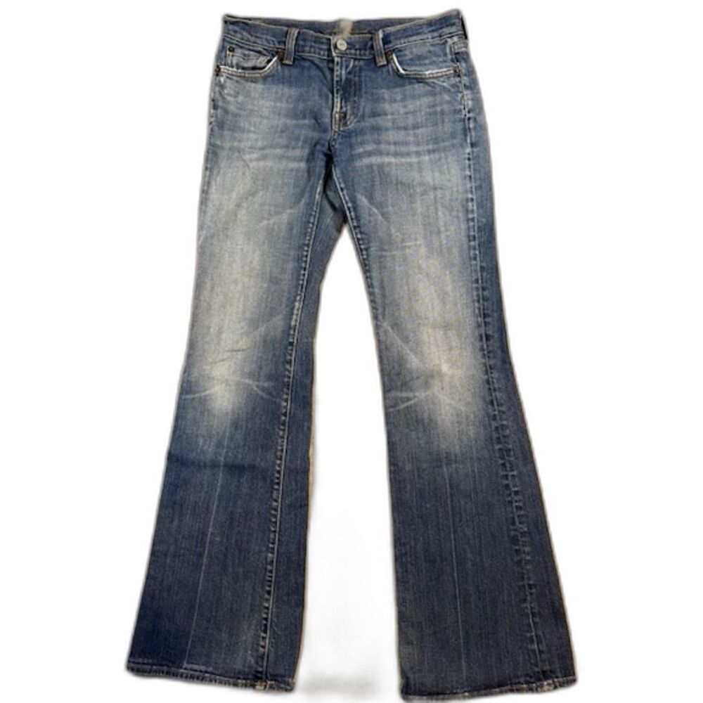 7 For All Mankind Jeans Women’s 28 Bootcut Flare Blue Distressed Y2K Denim